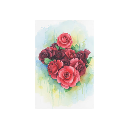 Metal Art Sign – Watercolor Red Rose Heart - Founder's Badge #37