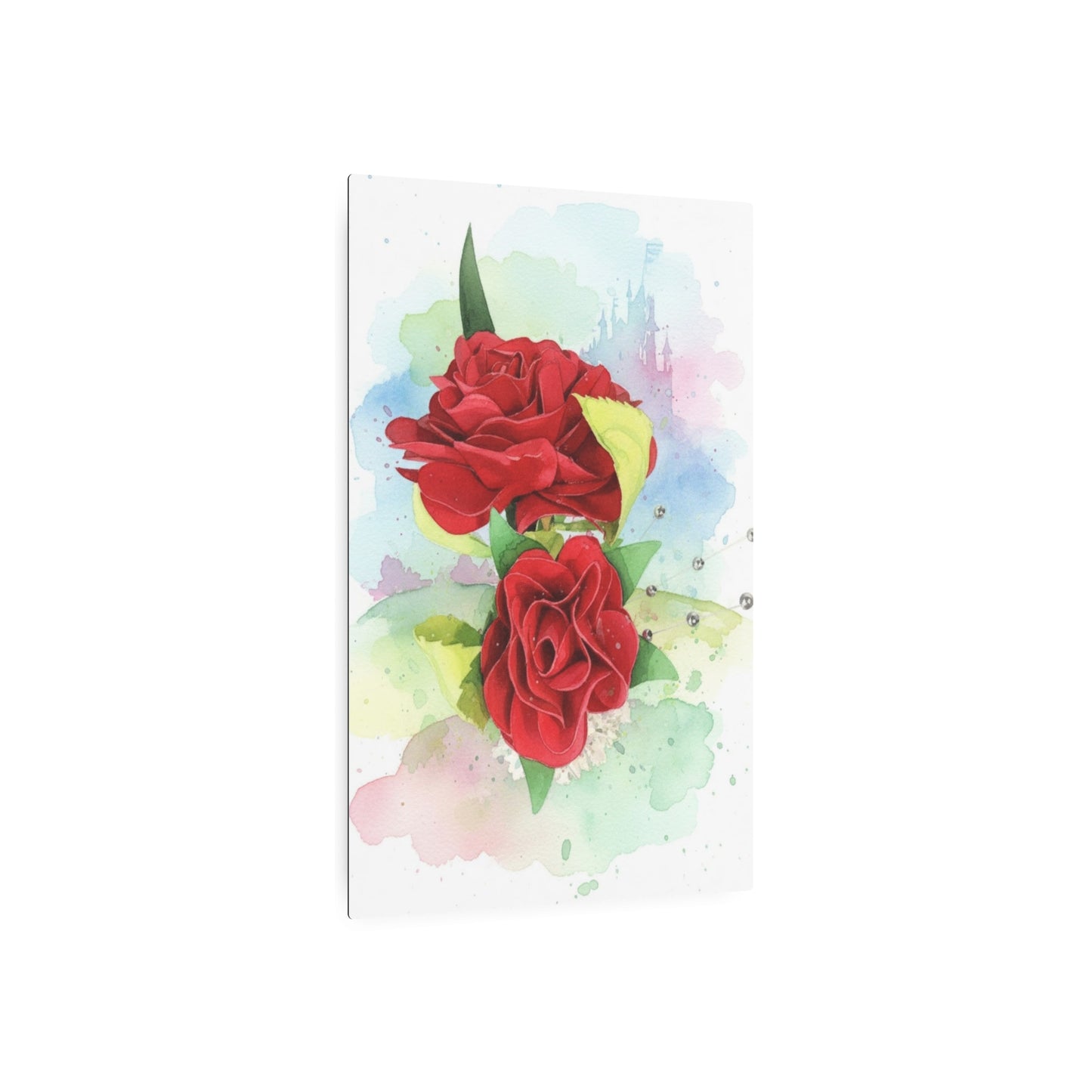 Metal Art Sign — Watercolor Red Roses Founder's Badge #16