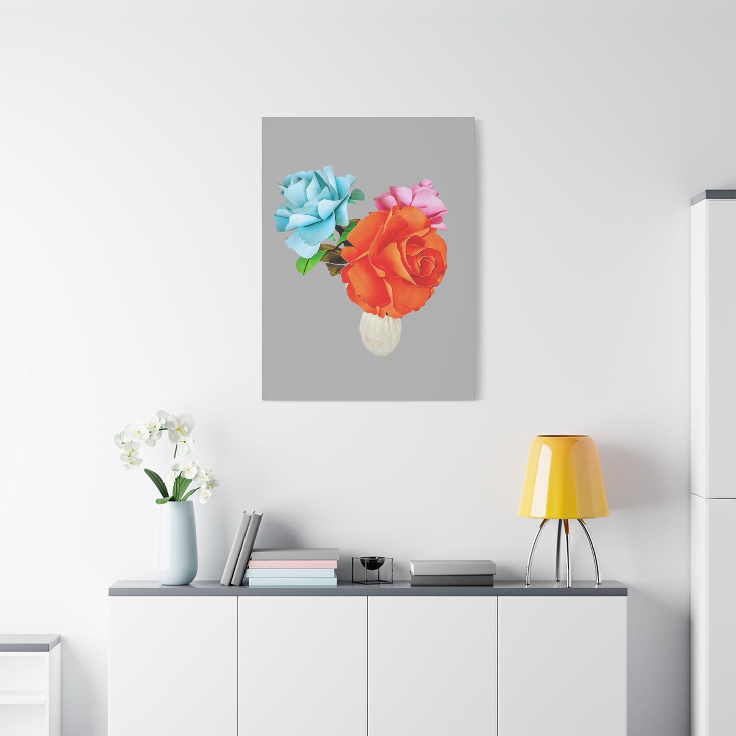 Canvas Print, Crafting Natures Beauty Digitally, Orange and Ruby Roses