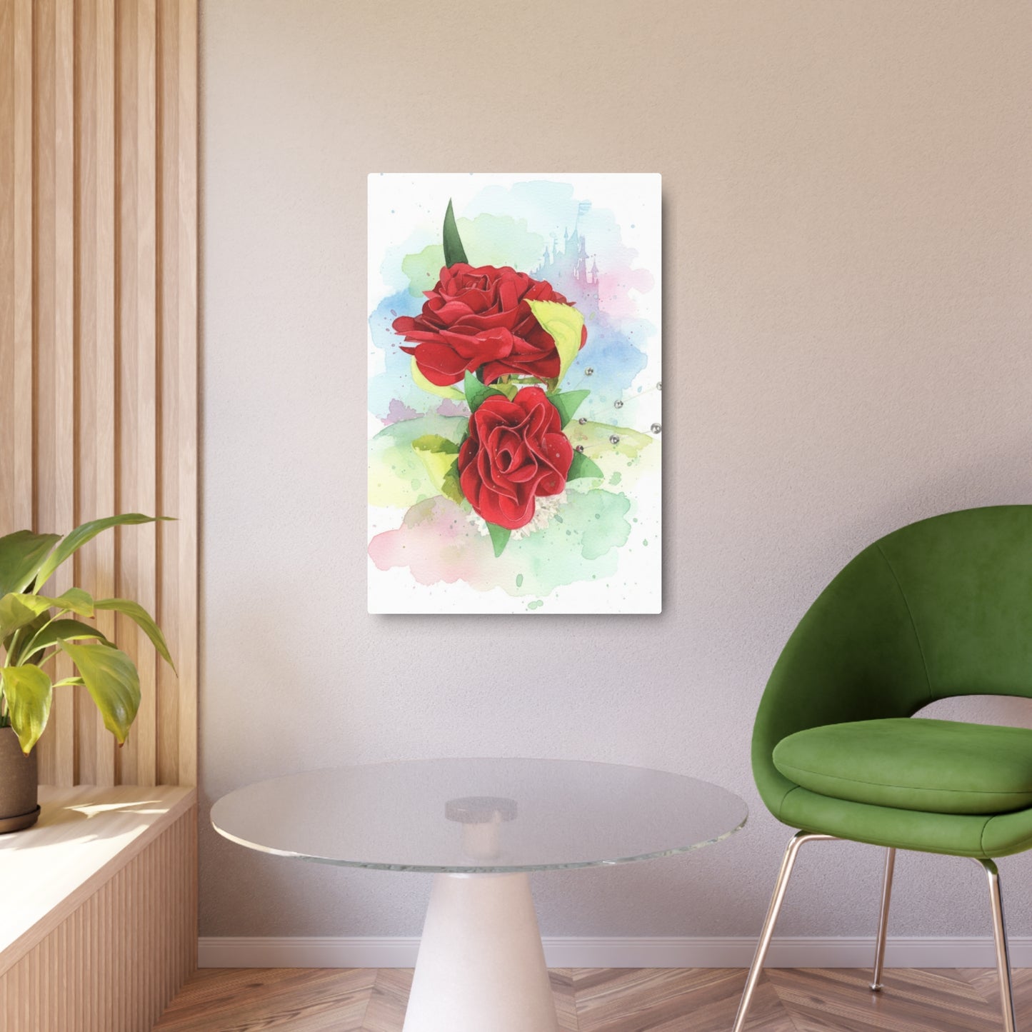 Metal Art Sign — Watercolor Red Roses Founder's Badge #16