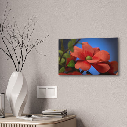 Canvas Art - Anemone in Dashing Red Colors, Handcrafted with Crepe Paper