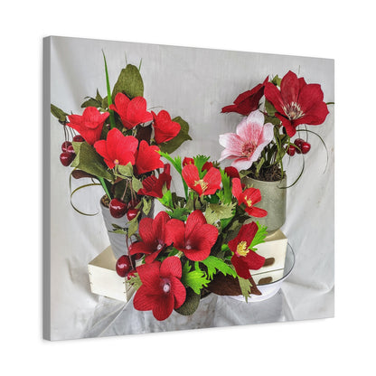 Canvas Wall Art - Plumerias and Cherries with a Anemones Bouquet