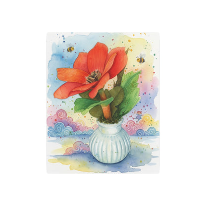 Metal Art Sign – Watercolor Poppy in Vase Wall Decor