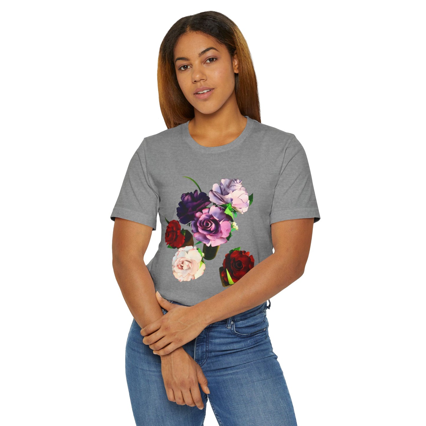 Valentine's Mix Unisex T-Shirt with a Mix of Colored Roses