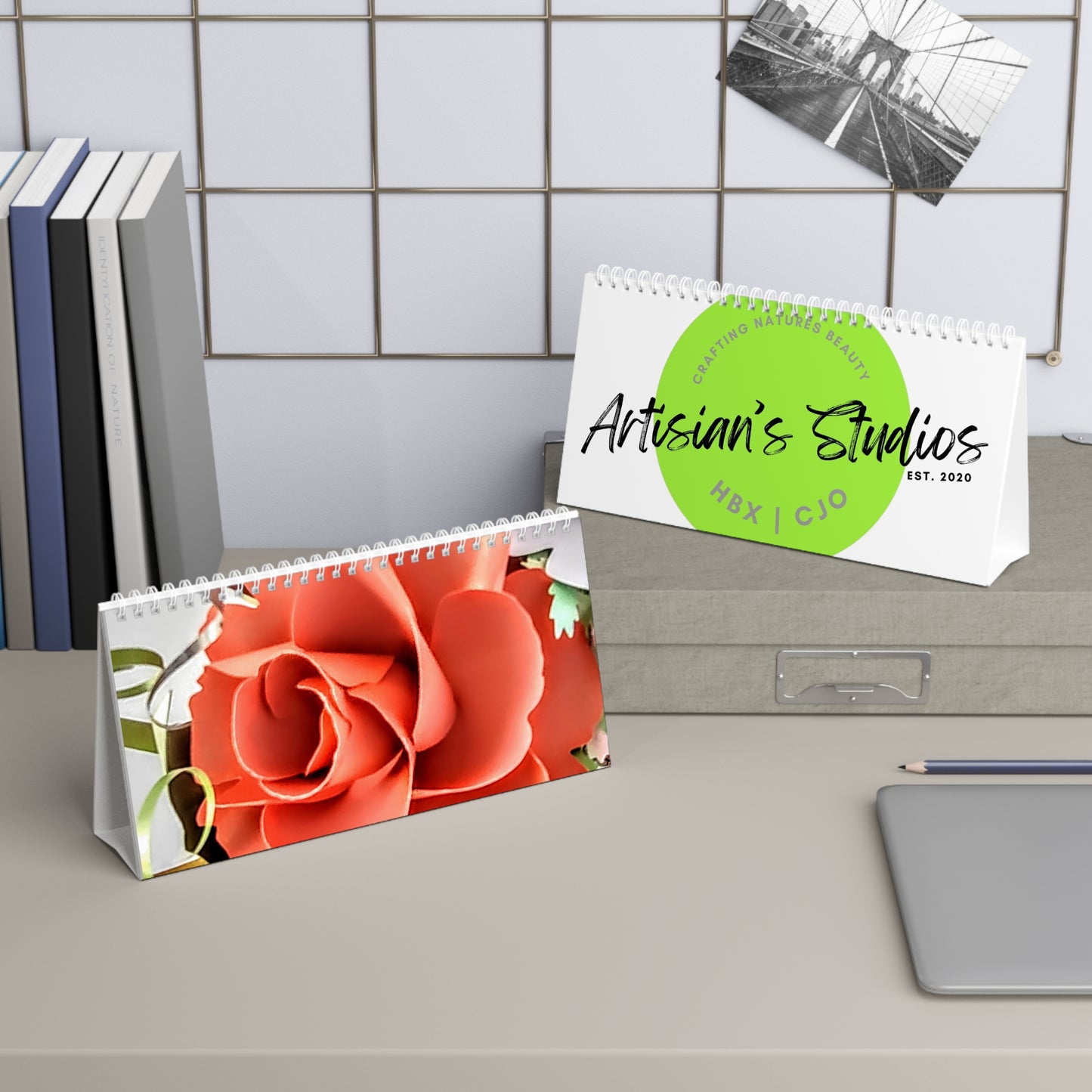 Desk Calendar - 12 month Calendar of Floral Arrangements Designed by tmax Designs 24