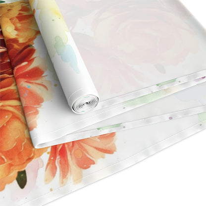 Floral Rose Watercolor Table Runner
