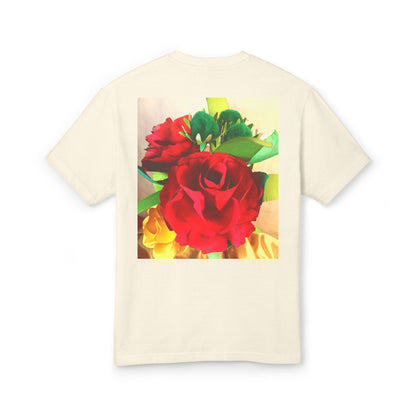 Unisex Garment-Dyed Heavyweight Cotton Tee with Roses