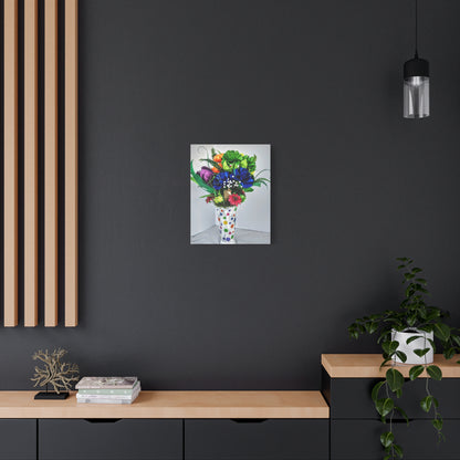 Canvas Print - Clown Colors and Assorted Flowers, Custom Paint Design