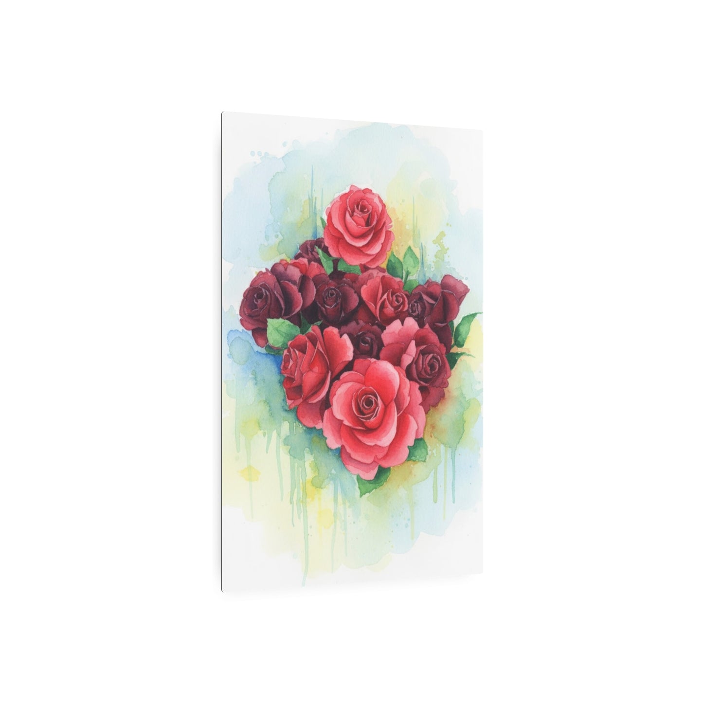 Metal Art Sign – Watercolor Red Rose Heart - Founder's Badge #37