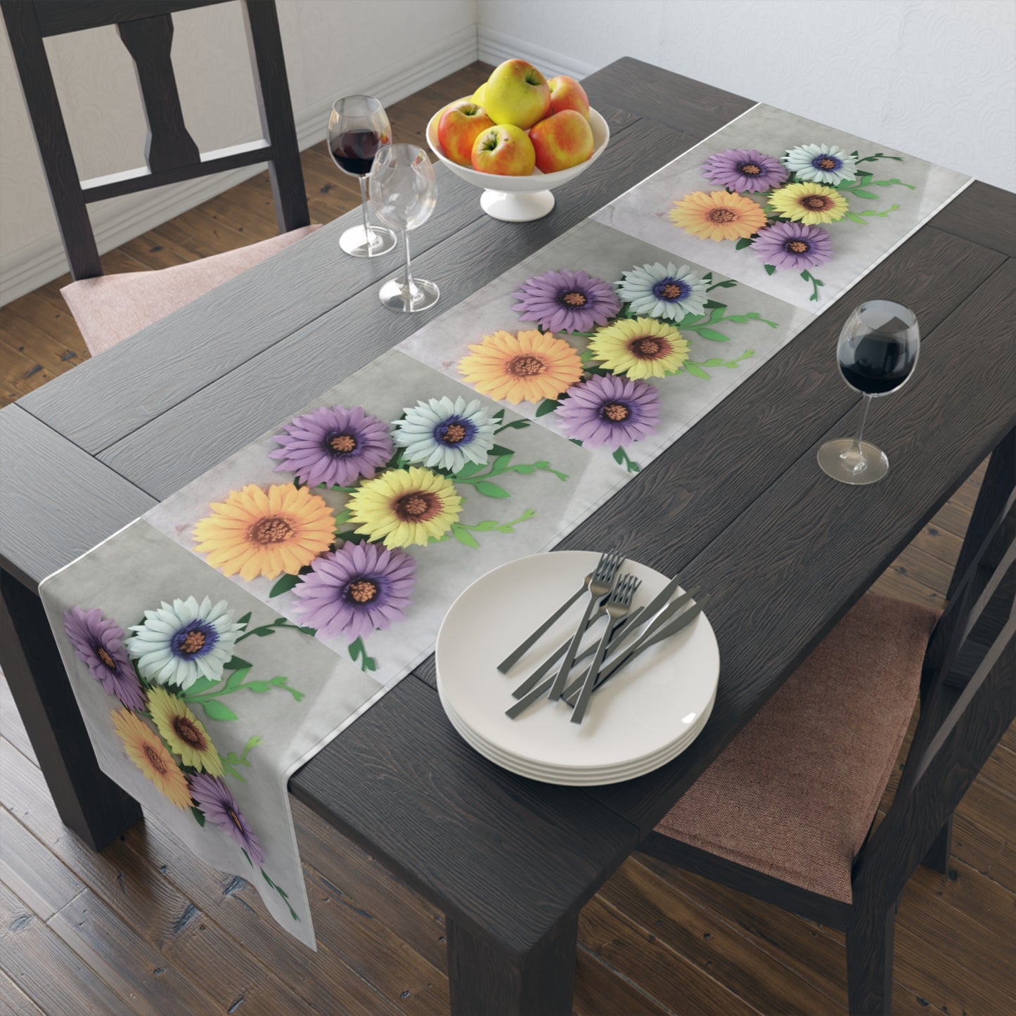 Table Runner (Cotton) - Daisies Unlimited, No Water Needed