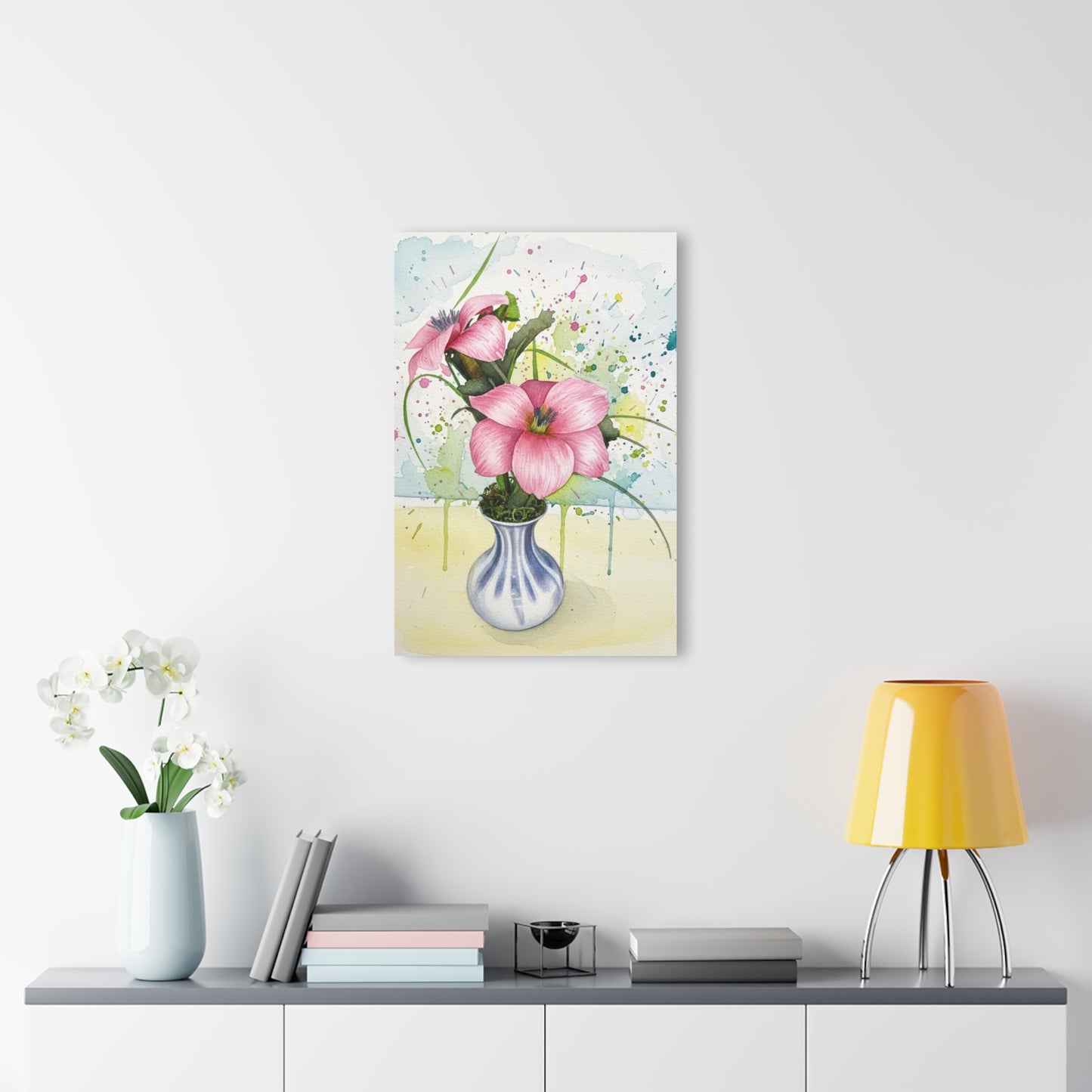 Pink Lily Vase Acrylic Print – Floral Wall Art (French Cleat Hanging)