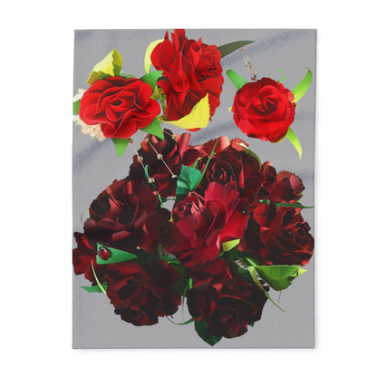 Fleece Blanket Bouquet of Ruby Red Roses Warm and Cozy Throw