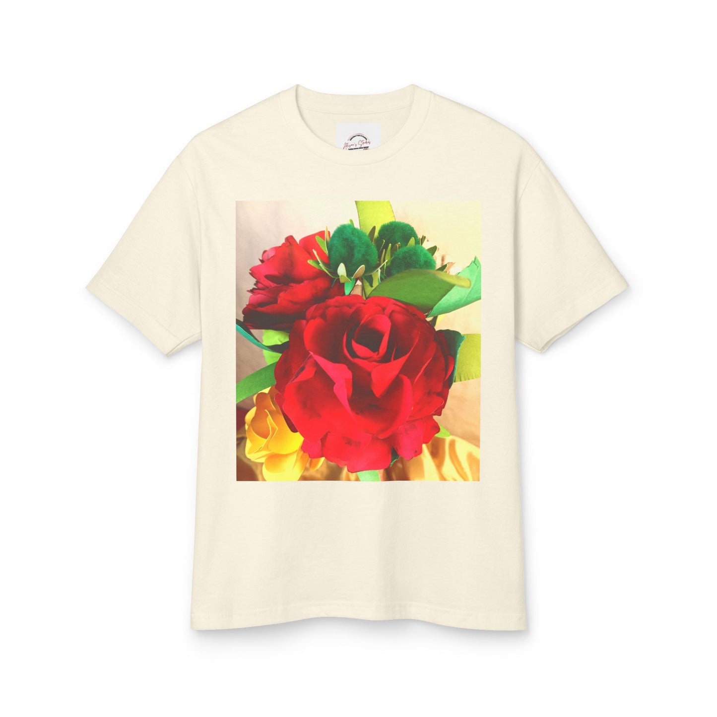 Unisex Garment-Dyed Heavyweight Cotton Tee with Roses