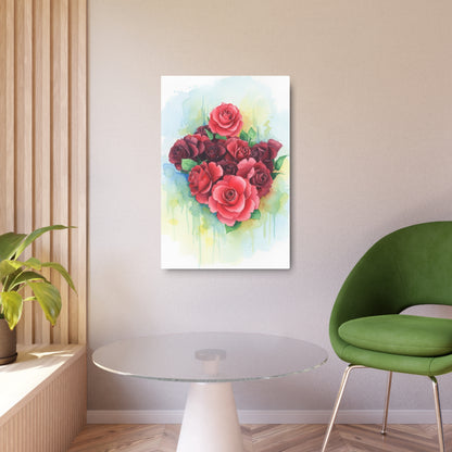 Metal Art Sign – Watercolor Red Rose Heart - Founder's Badge #37