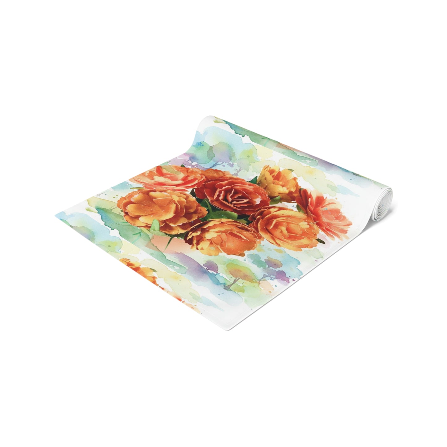 Floral Rose Watercolor Table Runner