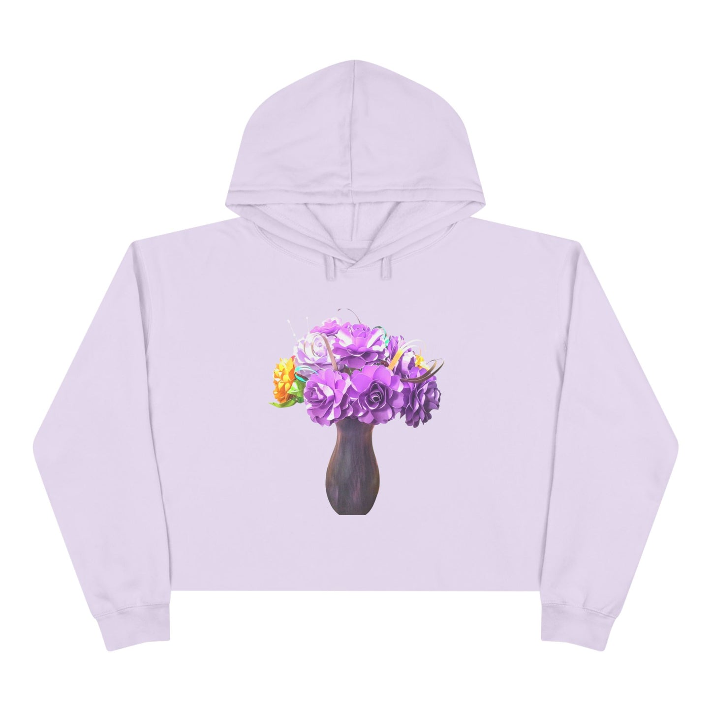 Lilac Crop Hoodie - Pure Purple Floral Design for Women