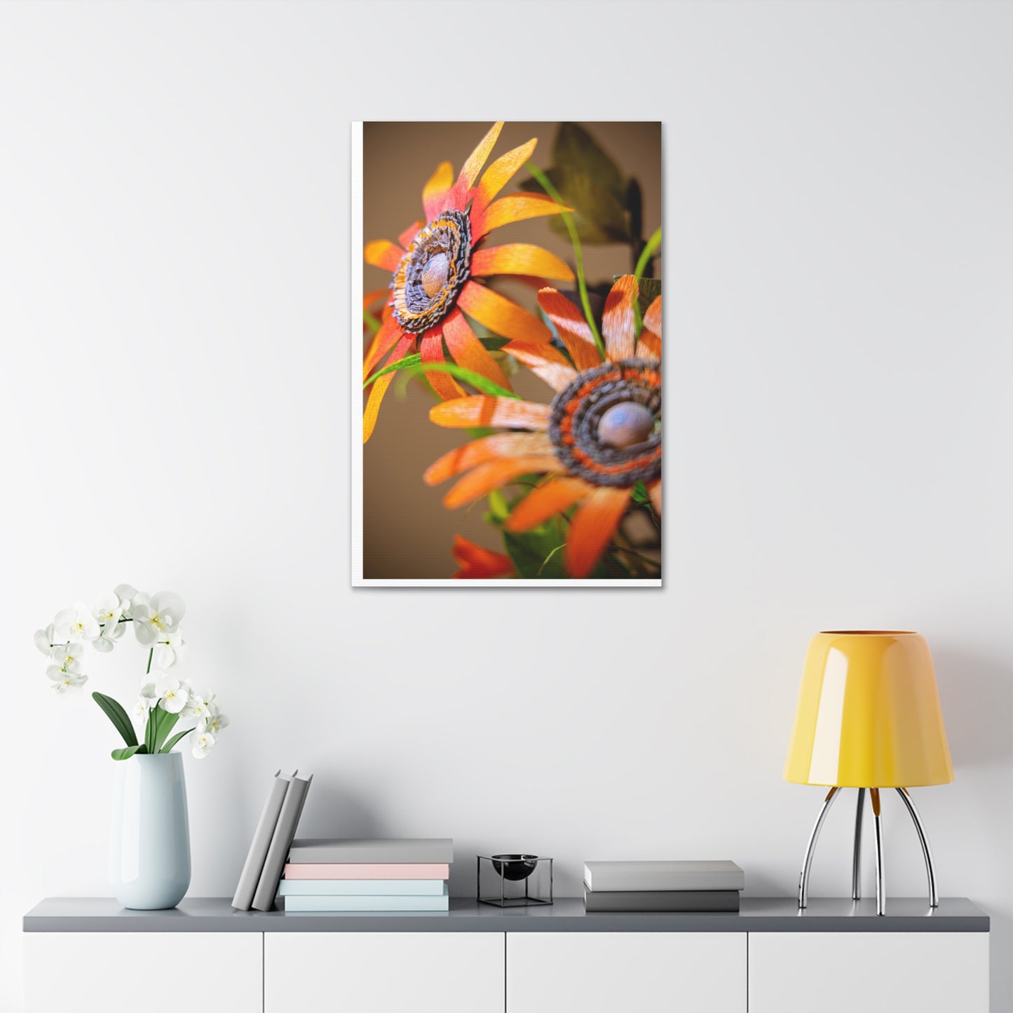 Canvas Stretched, Wall Art Orange Black Eyed Susan's Design