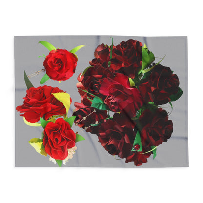 Fleece Blanket Bouquet of Ruby Red Roses Warm and Cozy Throw