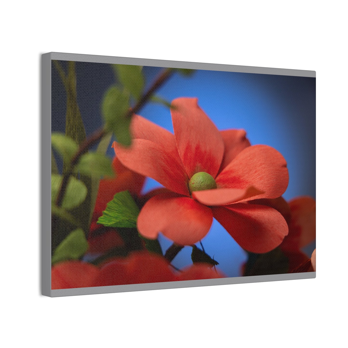 Canvas Art - Anemone in Dashing Red Colors, Handcrafted with Crepe Paper