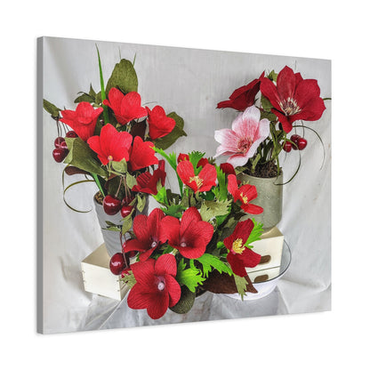 Canvas Wall Art - Plumerias and Cherries with a Anemones Bouquet