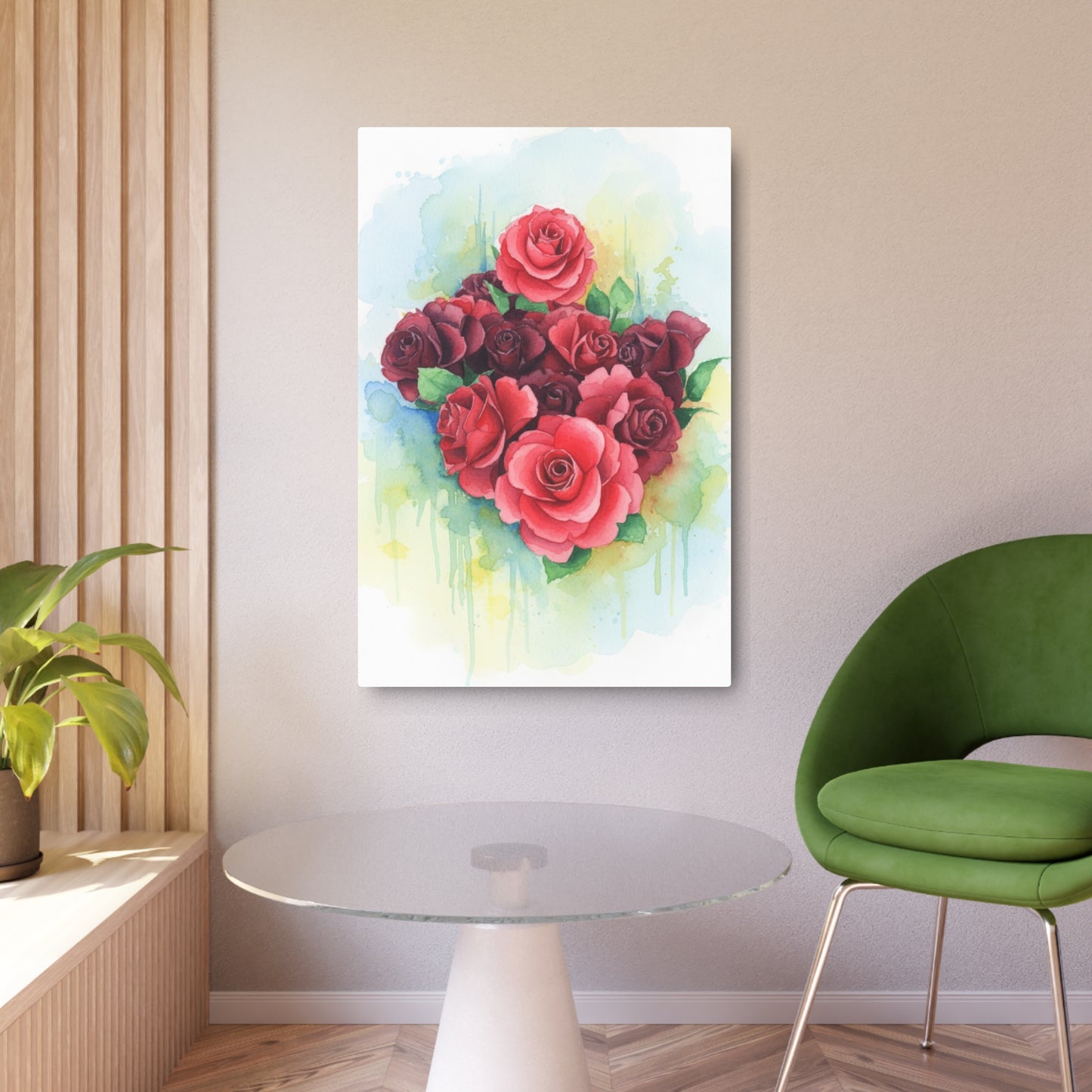 Metal Art Sign – Watercolor Red Rose Heart - Founder's Badge #37