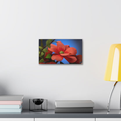 Canvas Art - Anemone in Dashing Red Colors, Handcrafted with Crepe Paper