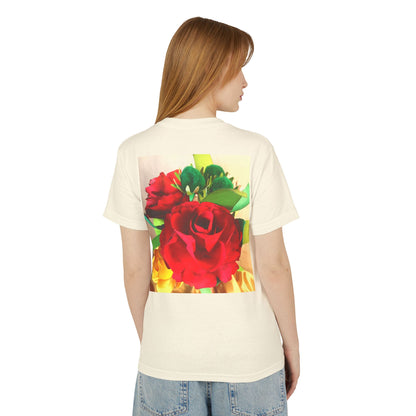 Unisex Garment-Dyed Heavyweight Cotton Tee with Roses