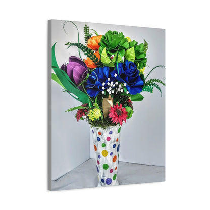 Canvas Print - Clown Colors and Assorted Flowers, Custom Paint Design