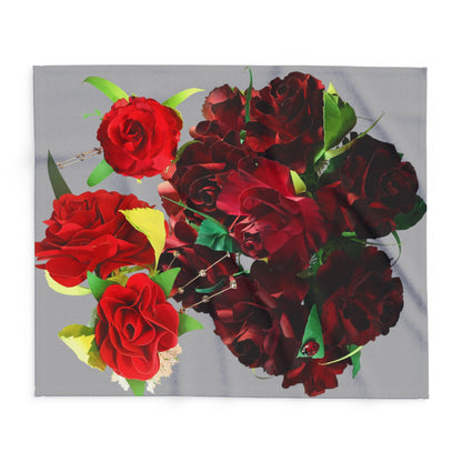 Fleece Blanket Bouquet of Ruby Red Roses Warm and Cozy Throw