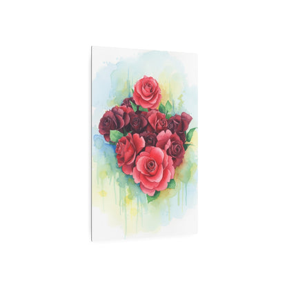 Metal Art Sign – Watercolor Red Rose Heart - Founder's Badge #37