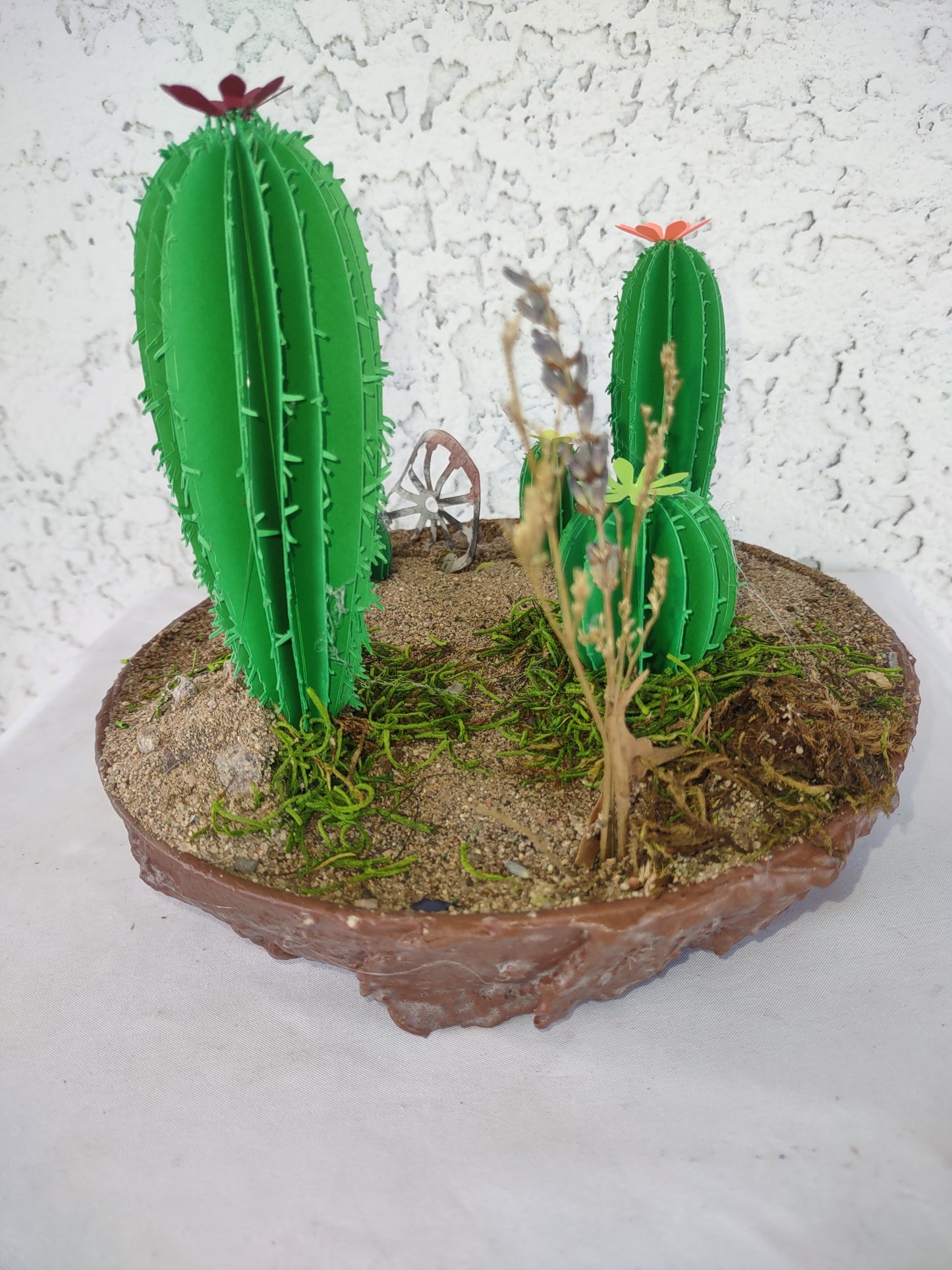 Cacti Arizona Style with Wagon Wheel