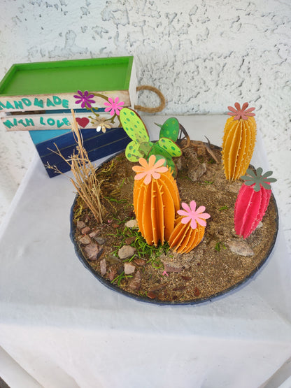 Cacti Arizona Style with Wagon Wheel #2 Blue Vase