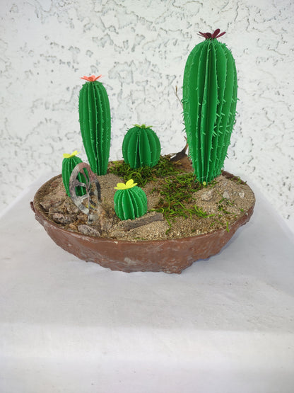 Cacti Arizona Style with Wagon Wheel