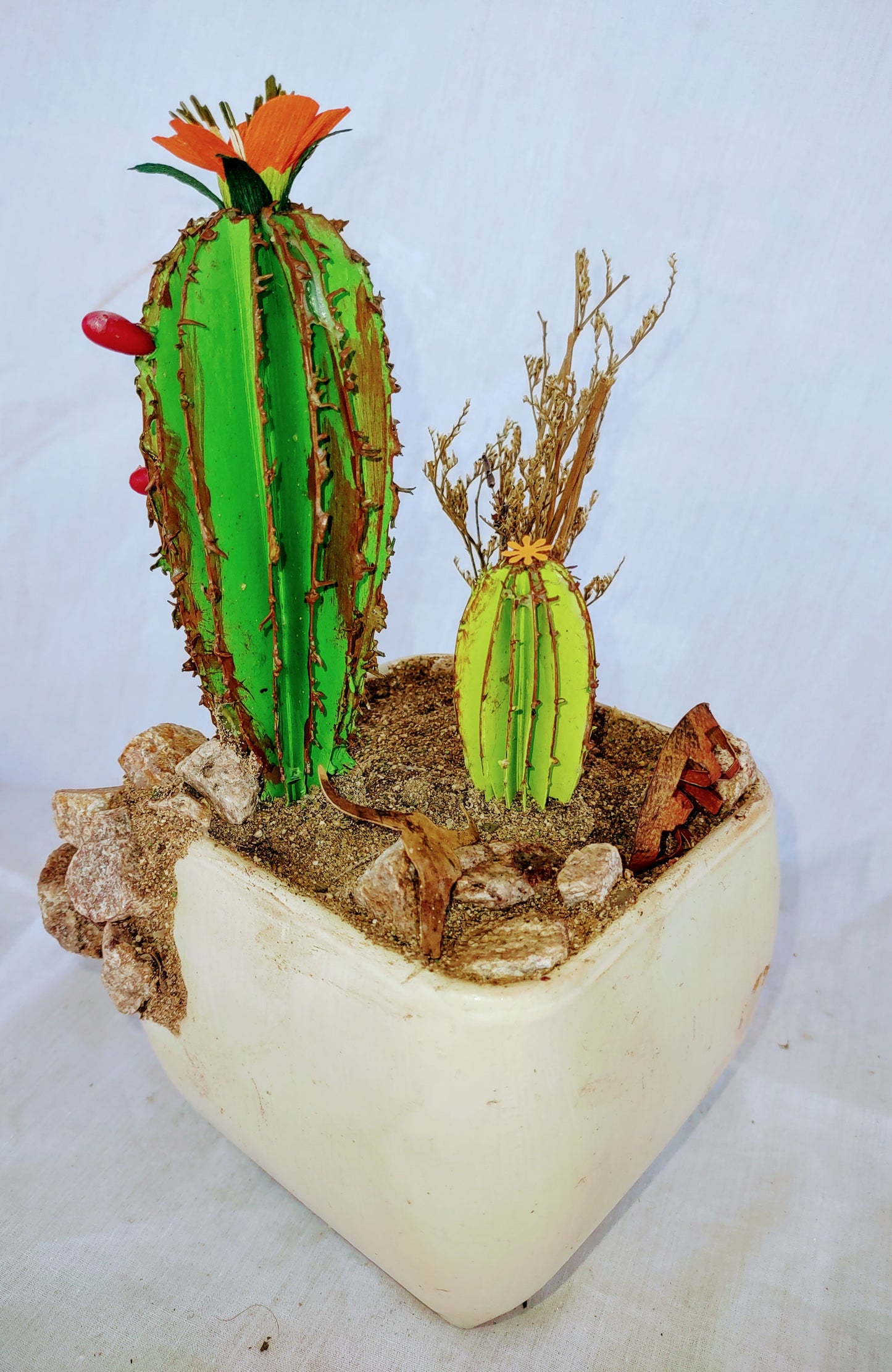 Desert Blooms Cacti w Crepe Paper flower.