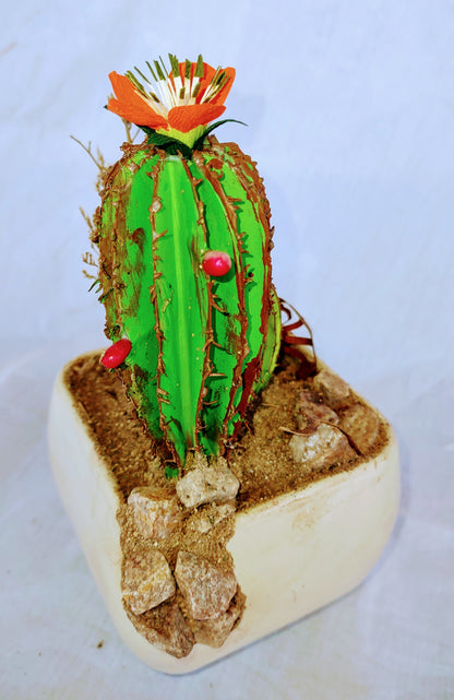 Desert Blooms Cacti w Crepe Paper flower.