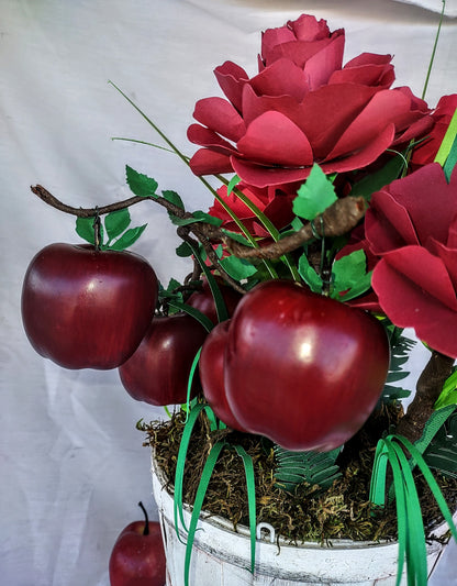 Grandma's Apple Ruby Roses Bushel Basket