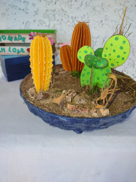 Cacti Arizona Style with Wagon Wheel #2 Blue Vase