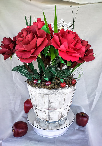 Grandma's Apple Ruby Roses Bushel Basket